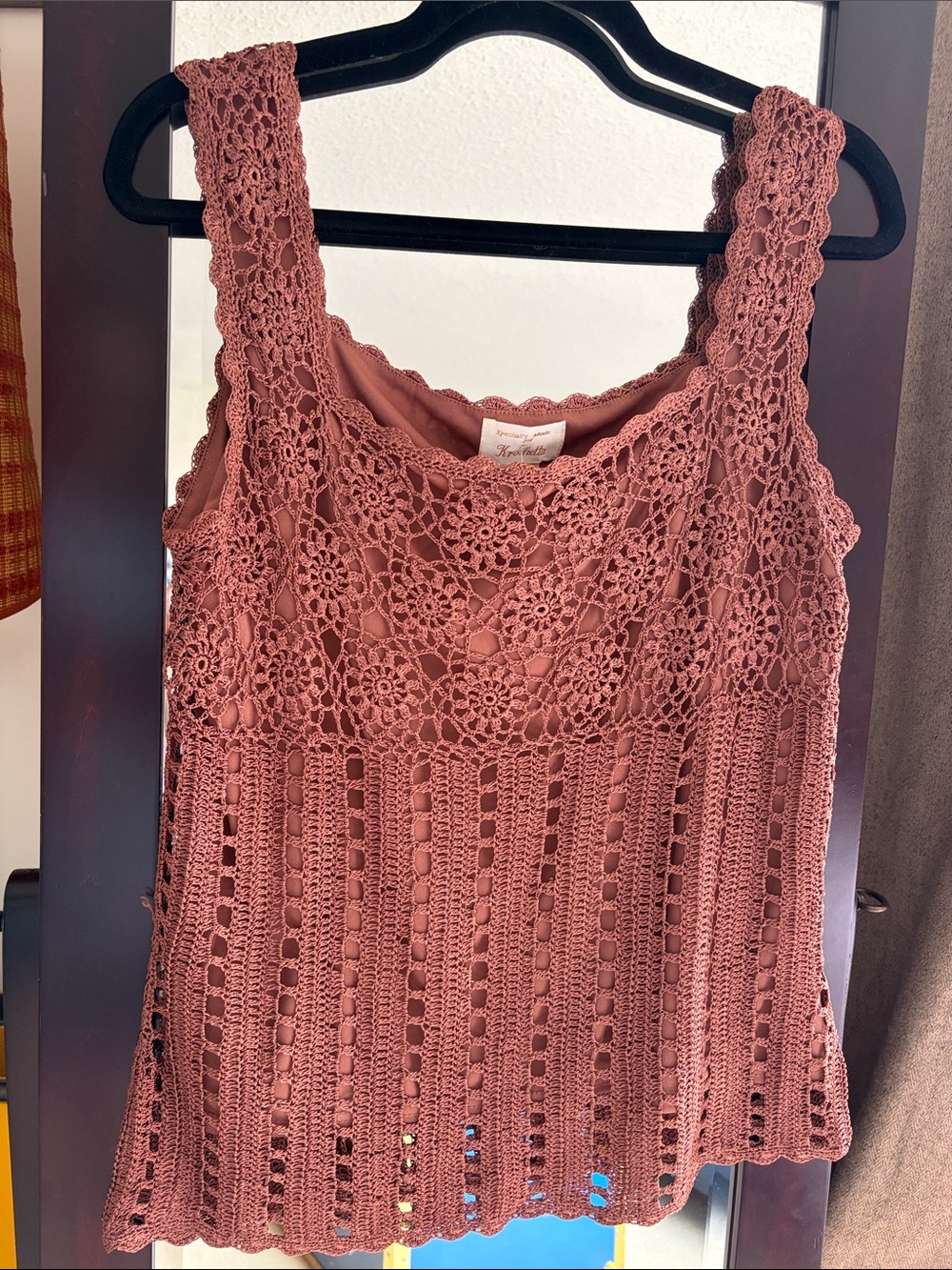 Women's Crochet Lace Tank Top in bronze
